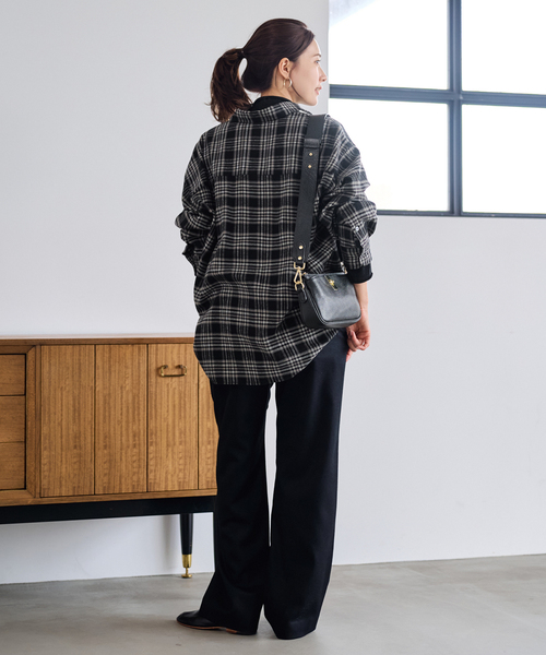 【近年モデル】フレームワーク　チェック　フード付き　長袖　シャツ セール】フード付き長袖チェックシャツ（シャツ/ブラウス）｜moment+