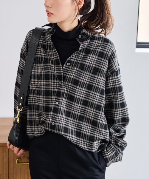 【着用1回】FRAMeWORK♡フレームワーク　2024AW ネルチェックシャツ セール】ネルチェックシャツ（シャツ/ブラウス）｜FRAMeWORK（フレーム