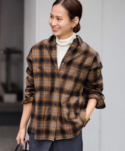 FRAMeWORK（フレームワーク）の「ネルチェックシャツ（シャツ/ブラウス・レディース・ブラウン/ブラック・FREE）」の17枚目の写真