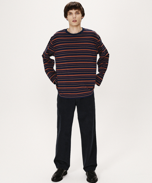 SHIRTER(シャーター)の「FINE STRIPE LS T-SHIRT (NAVY BROWN)(Tシャツ/カットソー・メンズ・その他・SMALL/MEDIUM/LARGE)」の4枚目の写真