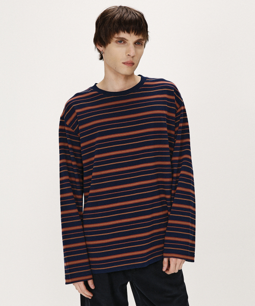 SHIRTER(シャーター)の「FINE STRIPE LS T-SHIRT (NAVY BROWN)(Tシャツ/カットソー・メンズ・その他・SMALL/MEDIUM/LARGE)」の5枚目の写真