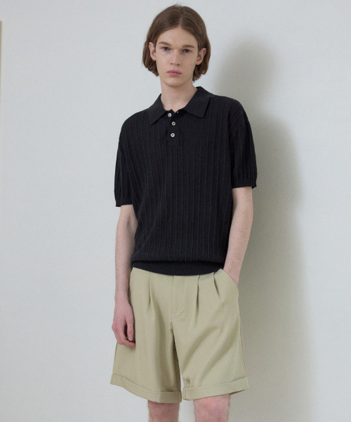 WEDNESDAY OASIS(ウェンズデーオアシス)の「クールウォッシャブルカラー ハーフシンボルニット_BLACK(WC25-KN21)(ニット/セーター・メンズ・ブラック・MEDIUM/LARGE)」の2枚目の写真