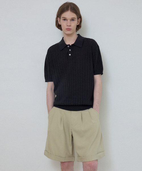 WEDNESDAY OASIS(ウェンズデーオアシス)の「クールウォッシャブルカラー ハーフシンボルニット_BLACK(WC25-KN21)(ニット/セーター・メンズ・ブラック・MEDIUM/LARGE)」の3枚目の写真