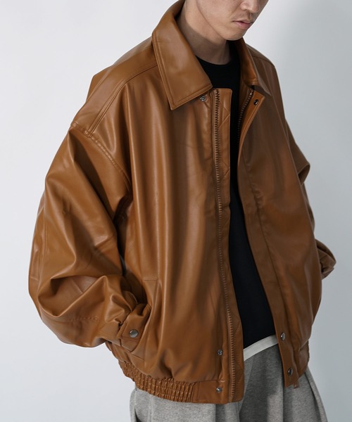 MinoriTY(マイノリティ)の「【MinoriTY select】シンセティックレザービッグブルゾン ジャケット ライトアウター メンズ 秋服 冬服(ブルゾン・メンズ・ブラウン・M/L)」の4枚目の写真