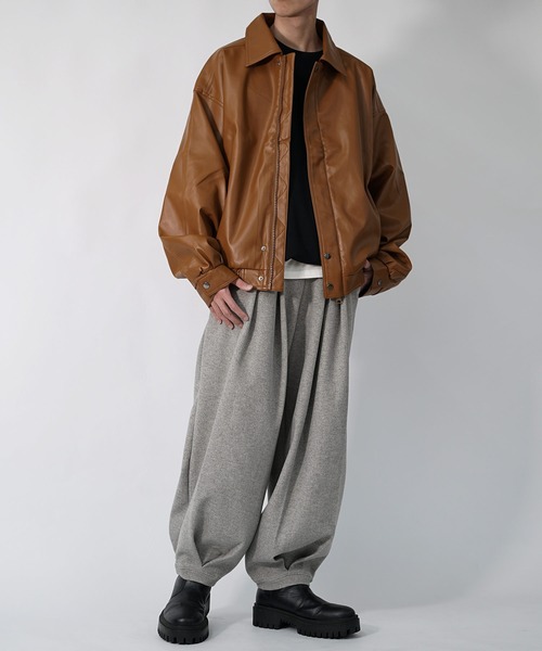 MinoriTY(マイノリティ)の「【MinoriTY select】シンセティックレザービッグブルゾン ジャケット ライトアウター メンズ 秋服 冬服(ブルゾン・メンズ・ブラウン・M/L)」の5枚目の写真