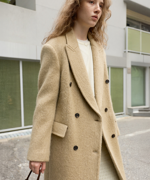 Hairy Alpaca Blended Classic Coat - Beige