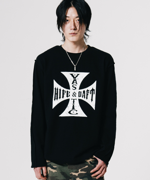 VASTIC(バスティック)の「クロスロゴロングスリーブ_ブラック(Tシャツ/カットソー・メンズ・その他・MEDIUM/LARGE)」の1枚目の写真
