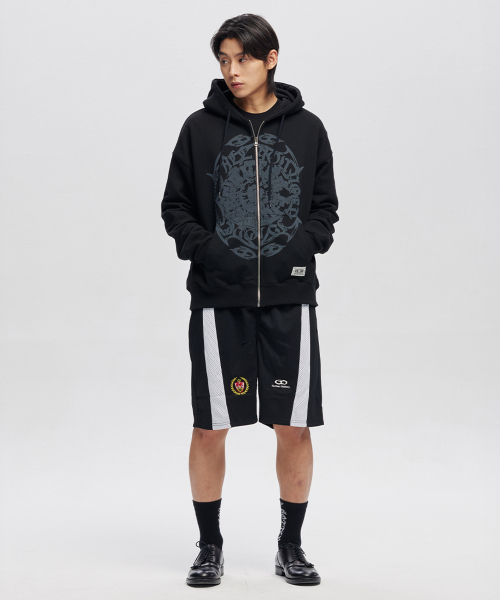 HOLE GRAPHIC HOOD ZIP-UP_BK