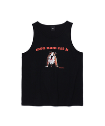 ケイプリンティングスリーブレスTシャツ-ブラック