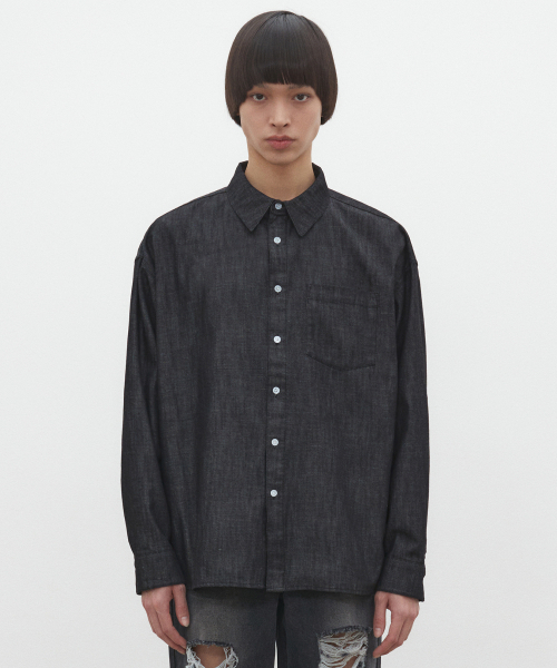 DECET（デケト）の「Over Denim Shirts DCSH003Black（シャツ/ブラウス・レディース・その他・SMALL/LARGE/MEDIUM）」の2枚目の写真