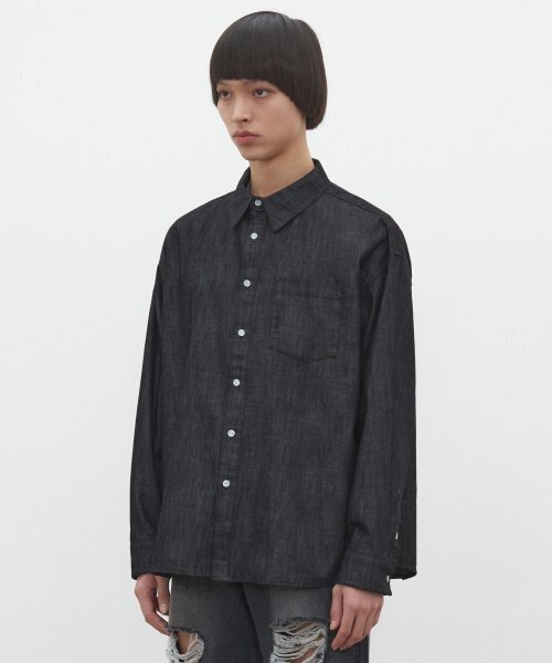 DECET（デケト）の「Over Denim Shirts DCSH003Black（シャツ/ブラウス・レディース・その他・SMALL/LARGE/MEDIUM）」の3枚目の写真