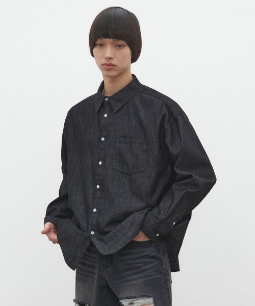 DECET（デケト）の「Over Denim Shirts DCSH003Black（シャツ/ブラウス・レディース・その他・SMALL/LARGE/MEDIUM）」の6枚目の写真