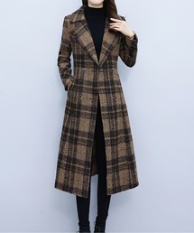EPOCA チェック柄ロングコート ベルト付き stz126-1.jpg