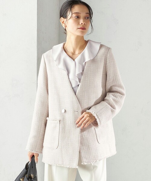 JILLSTUART ジョーゼットフリルカラーブラウス 手洗い可能〉ジョーゼット フリル カラー ブラウス（セレモニー対応可