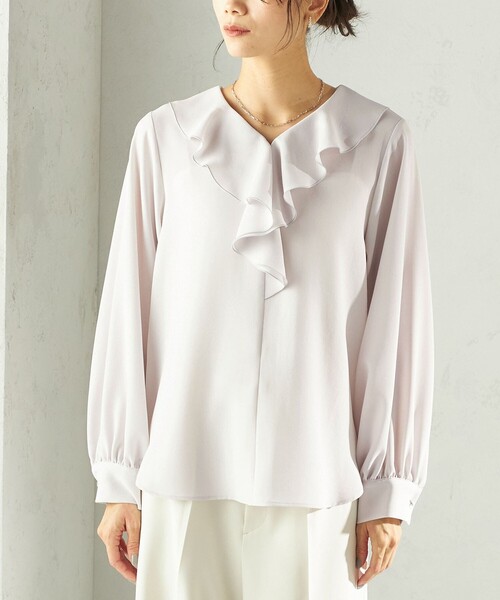 手洗い可能〉ジョーゼット フリル カラー ブラウス（セレモニー対応可