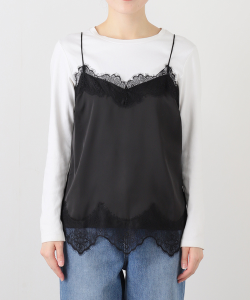 スローブイエナ サテンレースキャミソール 追加》サテンレースキャミソール（キャミソール）｜SLOBE IENA