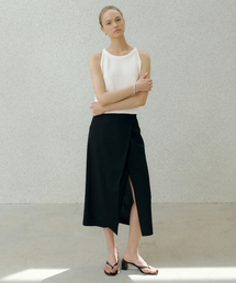 SUMMER-WOOL CLASSIC WRAP SKIRTS_BLACK