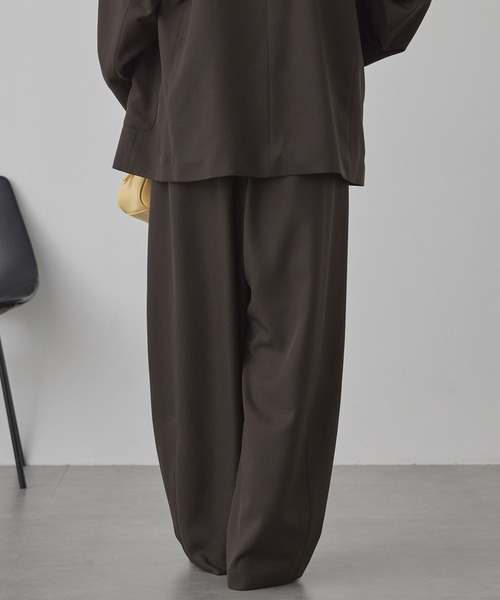 anyway.シリーズ】とろみワイドタックバレル（洗える・速乾）パンツ