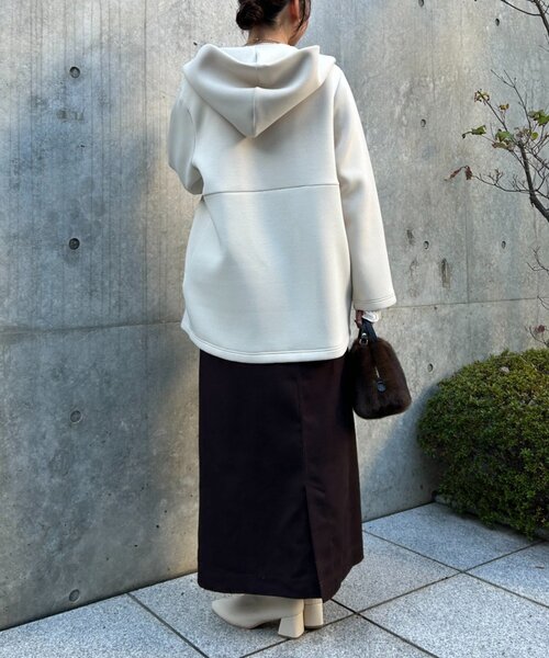 Jena espace merveilleux（ジェナ　エスパスメルヴェイユ）の「【伸縮性抜群◎】ダンボールフードジャケット（その他アウター・レディース・ライトグレー/アイボリー・FREE）」の6枚目の写真