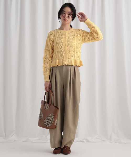 mysty woman(ミスティウーマン)の「カーブワイドパンツ 643312(その他パンツ・レディース・ベージュ/ホワイト系その他/ブラック・FREE)」の5枚目の写真