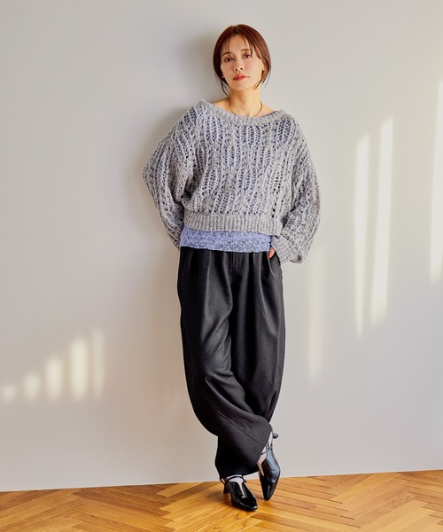 mysty woman(ミスティウーマン)の「カーブワイドパンツ 643312(その他パンツ・レディース・ベージュ/ホワイト系その他/ブラック・FREE)」の22枚目の写真