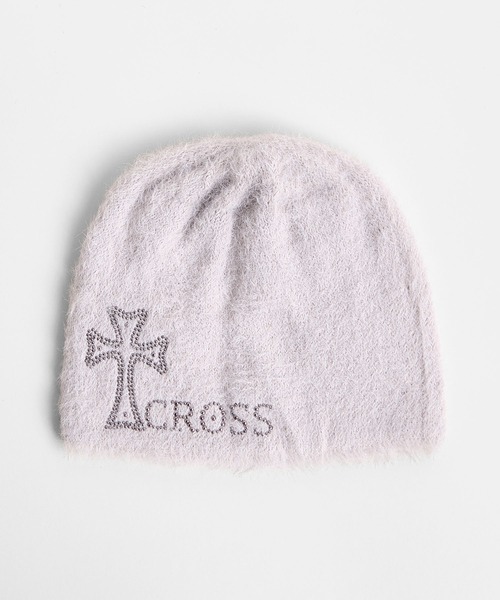 セール】12D92 スタッズ ビーニー CROSS ロゴ（ニットキャップ