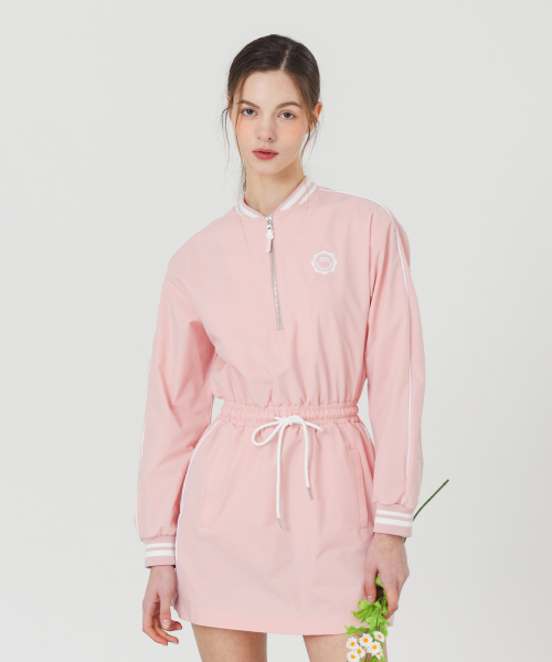 MONBIRDIE GOLF(モンバーディーゴルフ)の「ナイロンハーフジップ長袖ワンピース PINK(ワンピース・レディース・ピンク・S/M)」の1枚目の写真