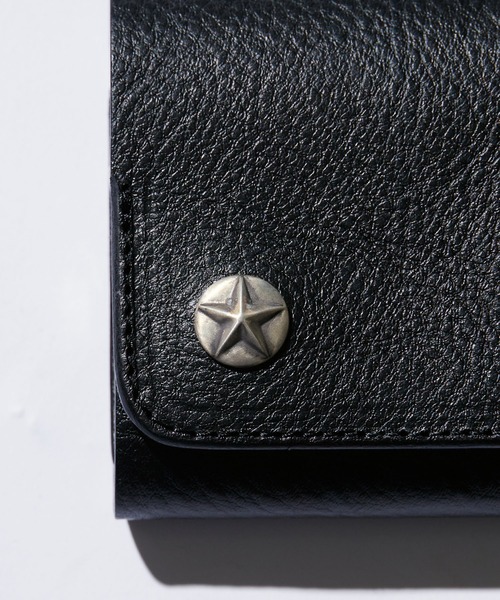CALEE（キャリー）の「CALEE/キャリー SILVER STAR CONCHO FLAP LEATHER HALF WALLET / スターコンチョ ハーフウォレット 2026年春夏（財布・メンズ・ブラック・FREE）」の12枚目の写真