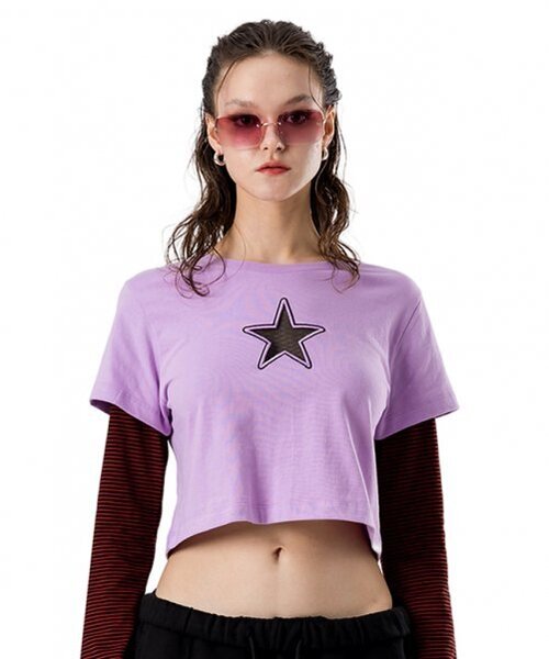 runningHIGH（ランニングハイ）の「スタシースルーポイントロングスリーブレイヤードT [ライトパープル]（Tシャツ/カットソー・レディース・その他・FREE）」の4枚目の写真