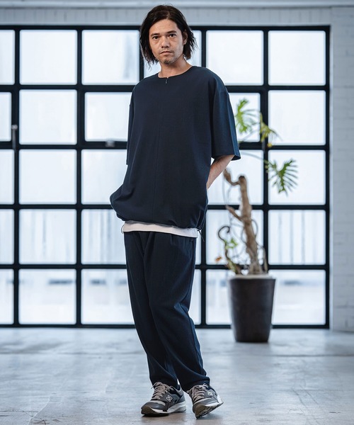CAMBIO（カンビオ）の「mt10185-Stretch Seersucker Zip Henley Neck Short Sleeve Pullover 半袖プルオーバー(S65226cmb)（Tシャツ/カットソー・メンズ・ブラック/ベージュ/ネイビー/グレー・S/M/L）」の15枚目の写真
