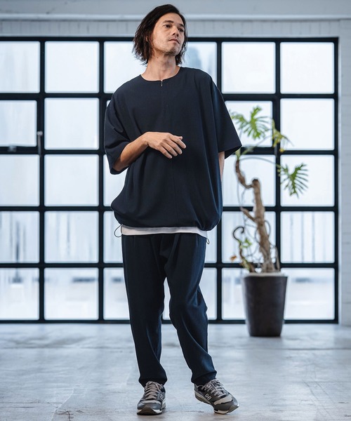 CAMBIO（カンビオ）の「mt10185-Stretch Seersucker Zip Henley Neck Short Sleeve Pullover 半袖プルオーバー(S65226cmb)（Tシャツ/カットソー・メンズ・ブラック/ベージュ/ネイビー/グレー・S/M/L）」の16枚目の写真