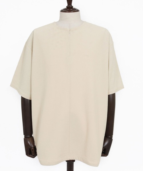 CAMBIO（カンビオ）の「mt10185-Stretch Seersucker Zip Henley Neck Short Sleeve Pullover 半袖プルオーバー(S65226cmb)（Tシャツ/カットソー・メンズ・ブラック/ベージュ/ネイビー/グレー・S/M/L）」の22枚目の写真