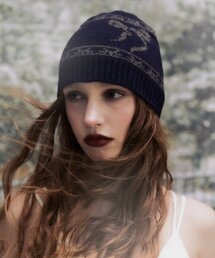 NOT KNOWING（ノットノーイング）の「Ribbon JQD Beanie (NAVY)（ニットキャップ/ビーニー）」