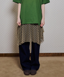 ITZAVIBE（イッザバイブ）の「YELLOW CHECK LAYERED WRAP MIDI SKIRT（スカート）」