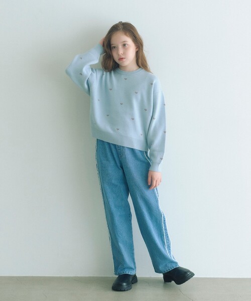 green label relaxing（グリーンレーベルリラクシング）の「ハートジャガード プルオーバー / キッズ  100cm-160cm（ニット/セーター・キッズ・ライトブルー/ネイビー・150cm/160cm/130cm/120cm/110cm/140cm/100cm）」の5枚目の写真