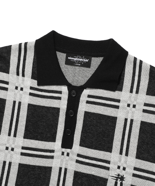 NICE GHOST CLUB(ナイスゴーストクラブ)の「CHECK PK HALF KNIT_BLACK(NG2EMUK640A)(ニット/セーター・レディース・ブラック・L/S/M)」の3枚目の写真