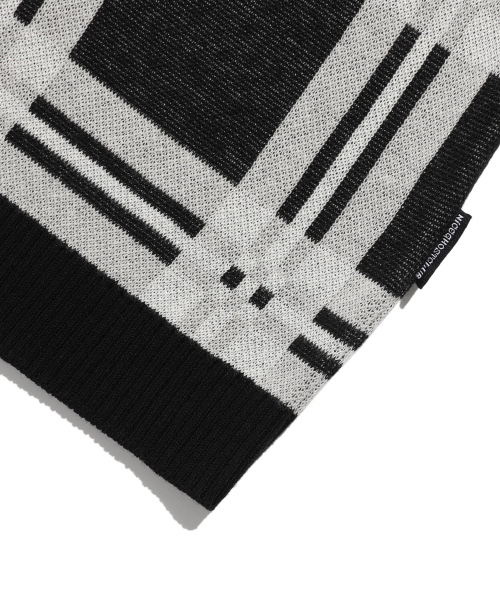 NICE GHOST CLUB(ナイスゴーストクラブ)の「CHECK PK HALF KNIT_BLACK(NG2EMUK640A)(ニット/セーター・レディース・ブラック・L/S/M)」の5枚目の写真