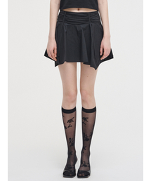 Strap Shirring Mini Skirt Black