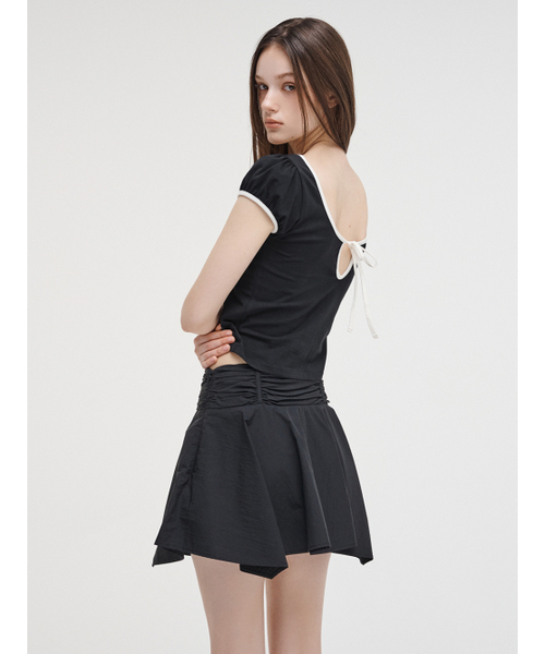 ETMON（エトモン）の「Strap Shirring Mini Skirt Black（スカート・レディース・その他・M）」の3枚目の写真