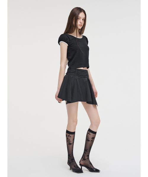 ETMON（エトモン）の「Strap Shirring Mini Skirt Black（スカート・レディース・その他・M）」の4枚目の写真