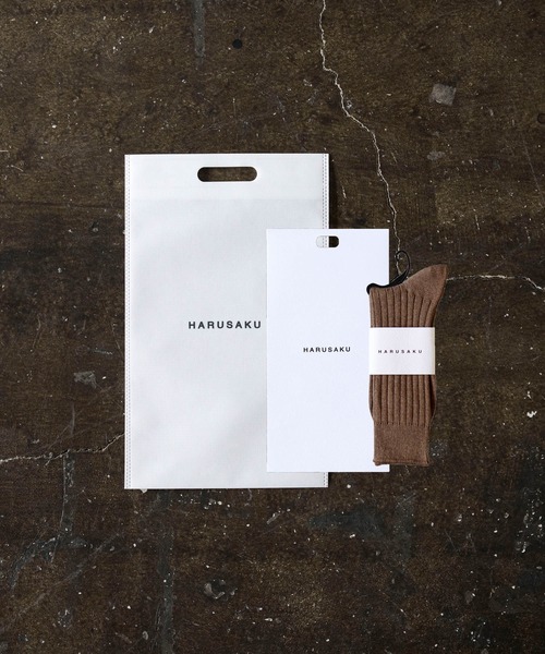 HARUSAKU(ハルサク)の「HARUSAKU:Mens PLAIN RIB SOCKS GIFT 1P SET :ハルサク メンズ プレーン リブソックス ギフトプレゼントセット 1足(ソックス/靴下・メンズ・ブラック/グリーン/ブラウン/ダークグレー・L/M)」の3枚目の写真