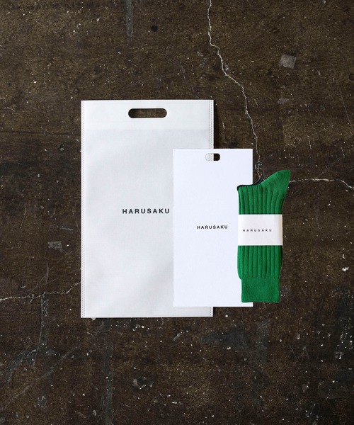 HARUSAKU(ハルサク)の「HARUSAKU:Mens PLAIN RIB SOCKS GIFT 1P SET :ハルサク メンズ プレーン リブソックス ギフトプレゼントセット 1足(ソックス/靴下・メンズ・ブラック/グリーン/ブラウン/ダークグレー・L/M)」の4枚目の写真