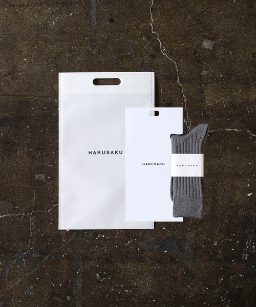 HARUSAKU(ハルサク)の「HARUSAKU:Mens PLAIN RIB SOCKS GIFT 1P SET :ハルサク メンズ プレーン リブソックス ギフトプレゼントセット 1足(ソックス/靴下・メンズ・ブラック/グリーン/ブラウン/ダークグレー・L/M)」の2枚目の写真
