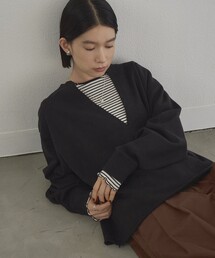 【再入荷/新色登場】キーネック裏毛スウェット プルオーバー