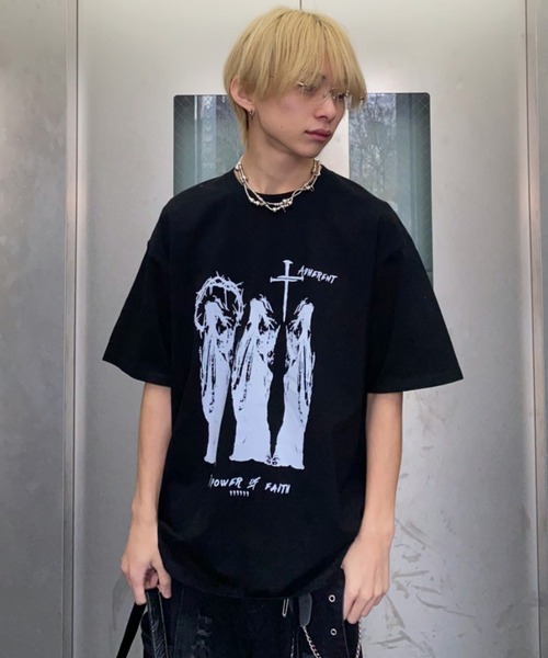lilful(リルフル)の「【26年春夏新作】ヴィンテージライククロスグラフィックTシャツ(Tシャツ/カットソー・メンズ・ブラック/ホワイト・M/L)」の7枚目の写真