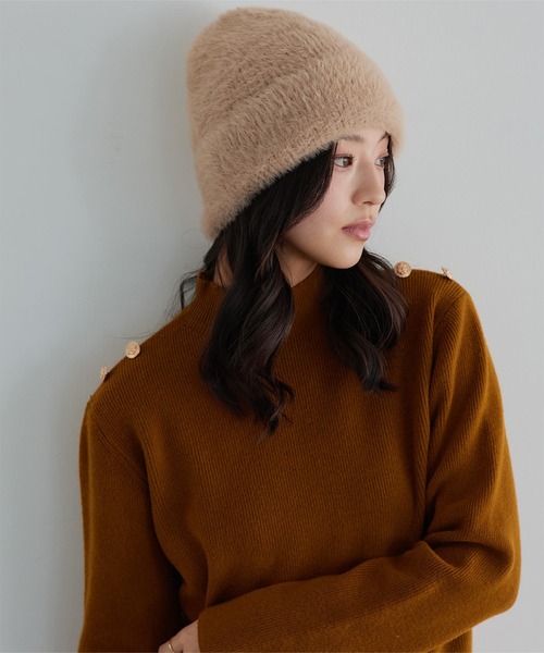 KOBE LETTUCE（コウベレタス）の「シャギーニット帽（ニットキャップ/ビーニー・レディース・グレー/ベージュ・FREE）」の7枚目の写真