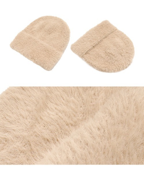 KOBE LETTUCE（コウベレタス）の「シャギーニット帽（ニットキャップ/ビーニー・レディース・グレー/ベージュ・FREE）」の9枚目の写真