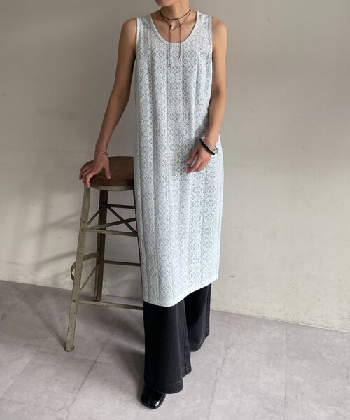 Omekashi（オメカシ）の「レースタンクワンピース（ワンピース・レディース・ブラック/オフホワイト/ブルー系その他・FREE）」の6枚目の写真