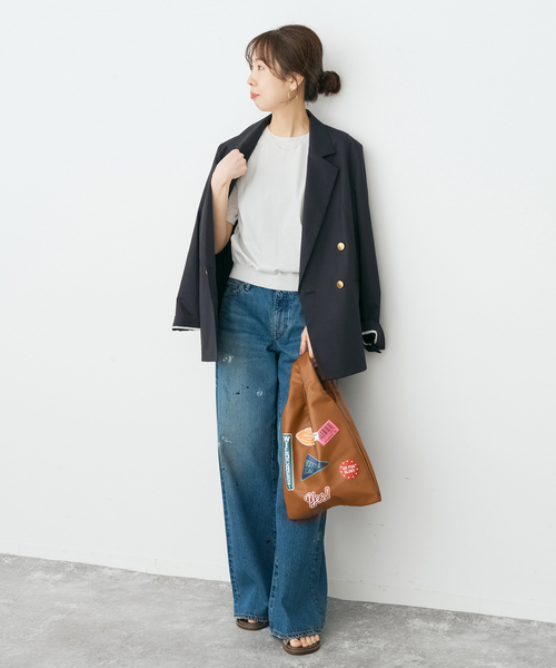 Spick & Span（スピックアンドスパン）の「サマークロスダブルジャケット（テーラードジャケット・レディース・ネイビー/ベージュ・38/36）」の4枚目の写真