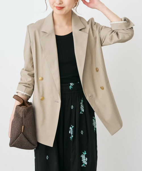 Spick & Span（スピックアンドスパン）の「サマークロスダブルジャケット（テーラードジャケット・レディース・ネイビー/ベージュ・38/36）」の6枚目の写真